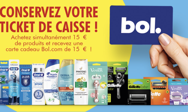 Delhaize : Achetez 15€ de produits participants et recevez un bon cadeau BOL de 15€