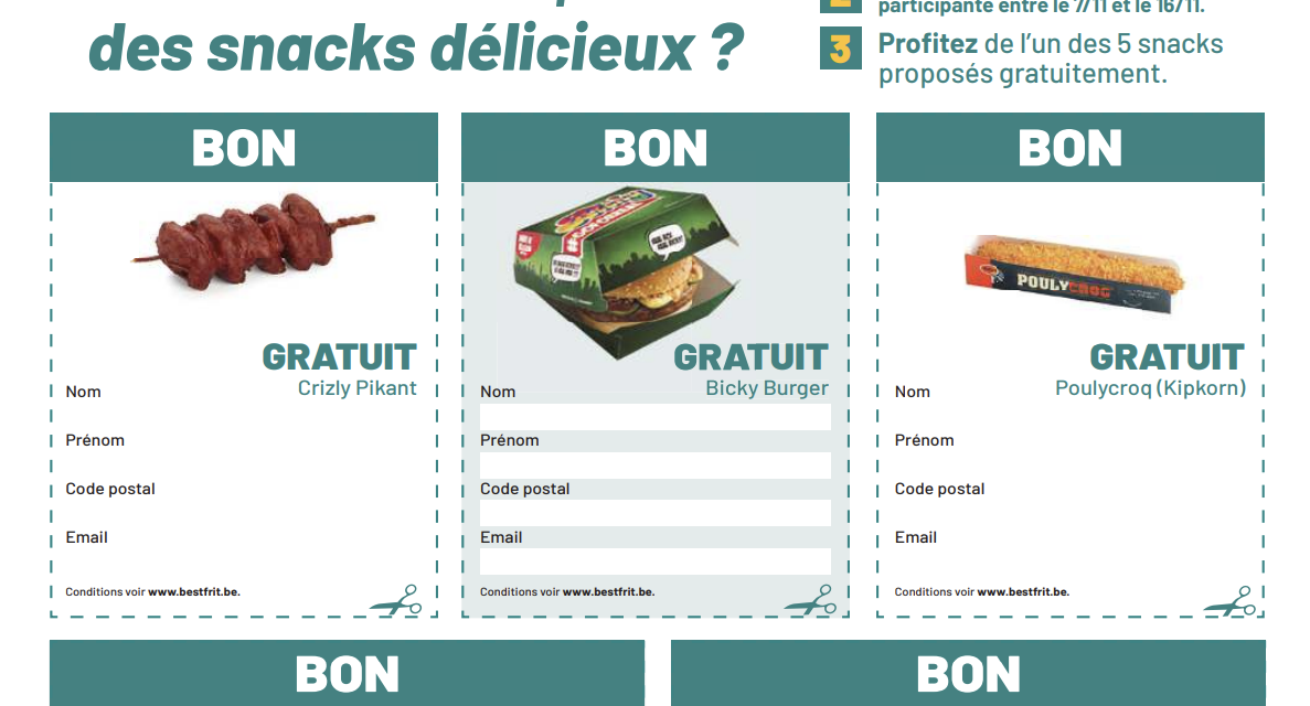 Semaine de la frite : 1 snack gratuit dans les friteries participantes