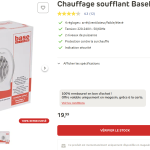 Brico Chauffage soufflant Baseline blanc 2000W 100% remboursé en bon d’achat